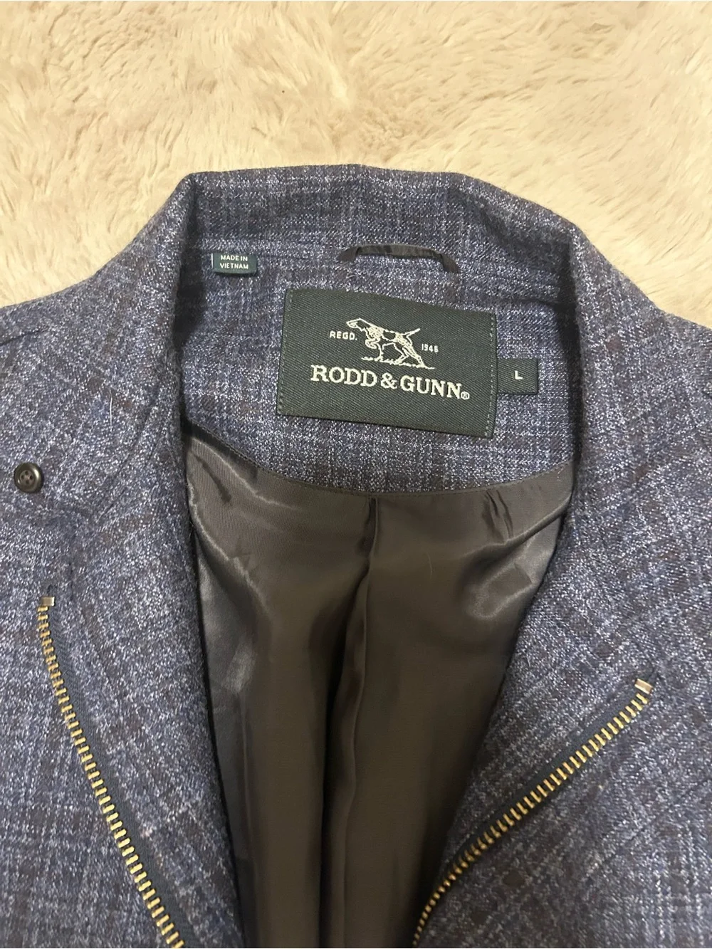 Rodd & Gunn Navy Blue Plaid Rigney Bomber Jacket